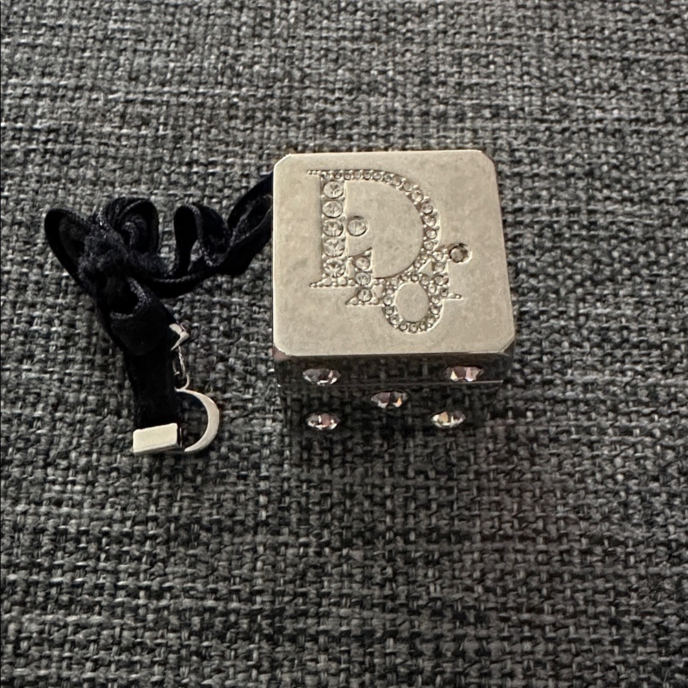 Dior Metallic Dice Keychain with Rhinestones